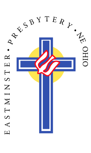 A blue cross with a red and white dove overlay on a yellow circle, symbolizing a religious emblem.